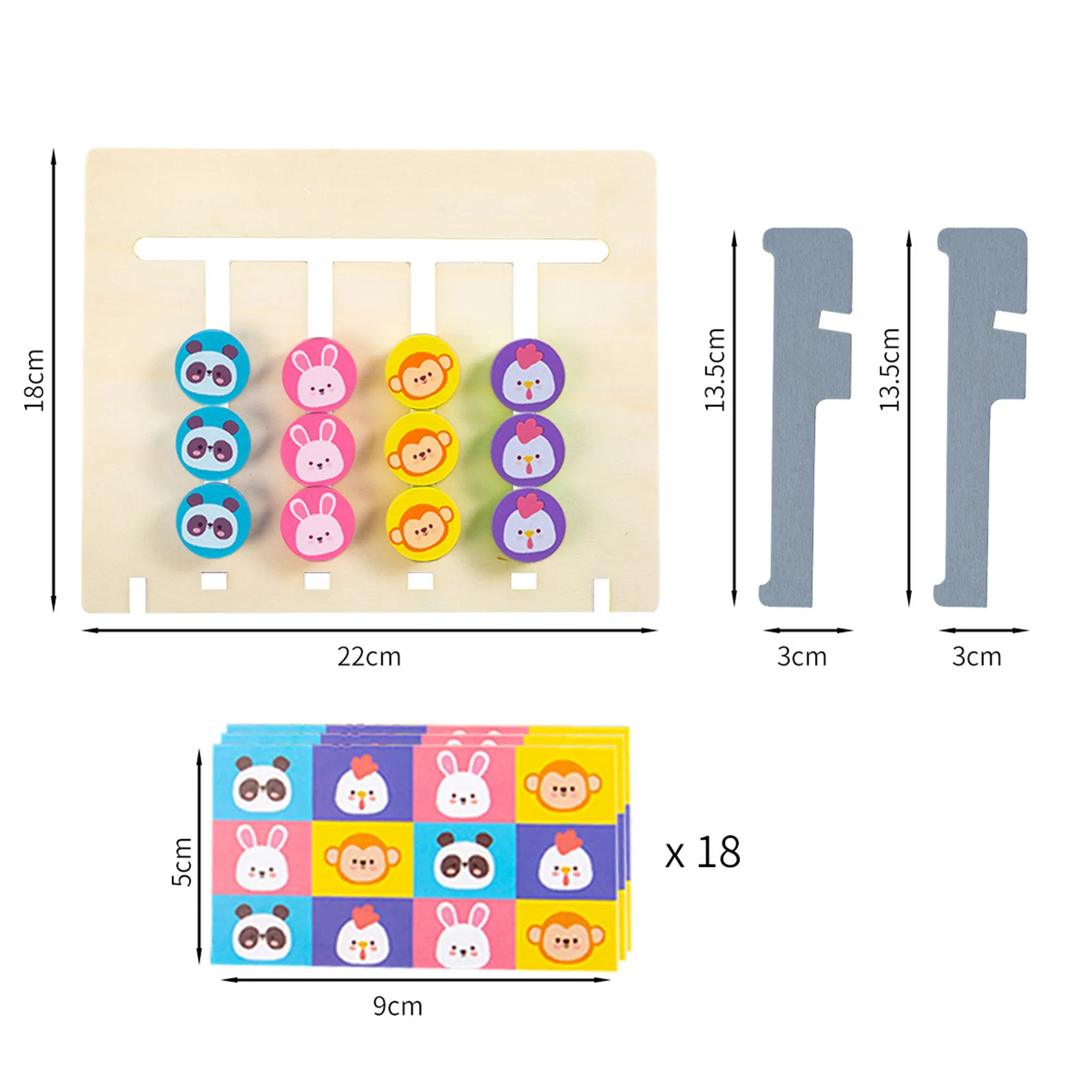 

Kids Montessori Logic Game Color And Shape Matching Wooden Toys Double-sided Dual Purpose Wooden Montessori Learning Tools