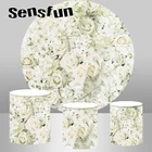 Романтический круглый чехол с изображением цвета слоновой кости розы для свадебного фона женские цилиндрические чехлы на день рождения