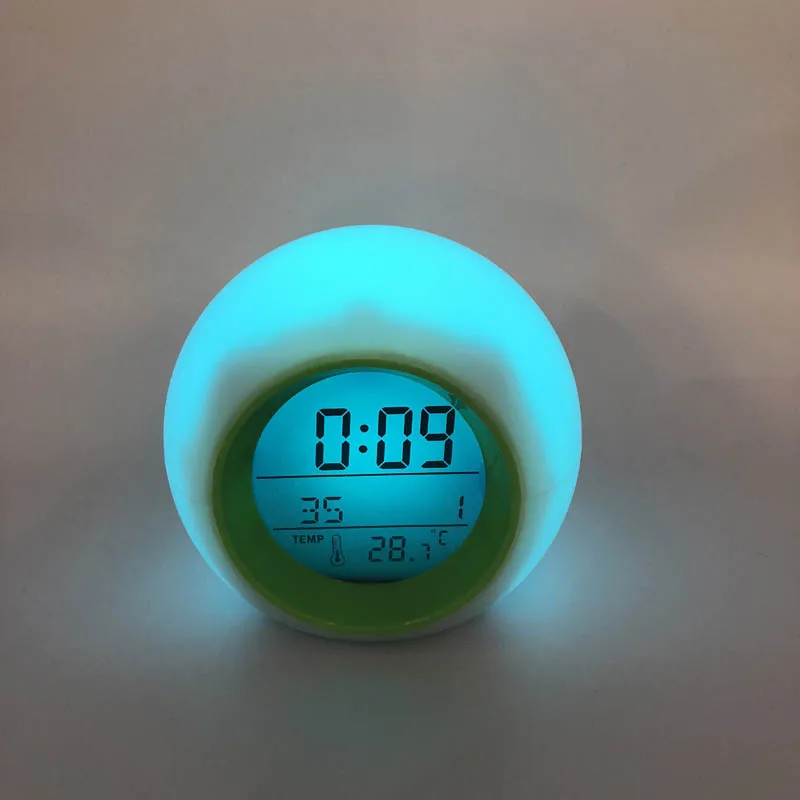 Child birthday present Creative round colorful alarm Warm clock Color night light alarm clock Bedside children alarm clock