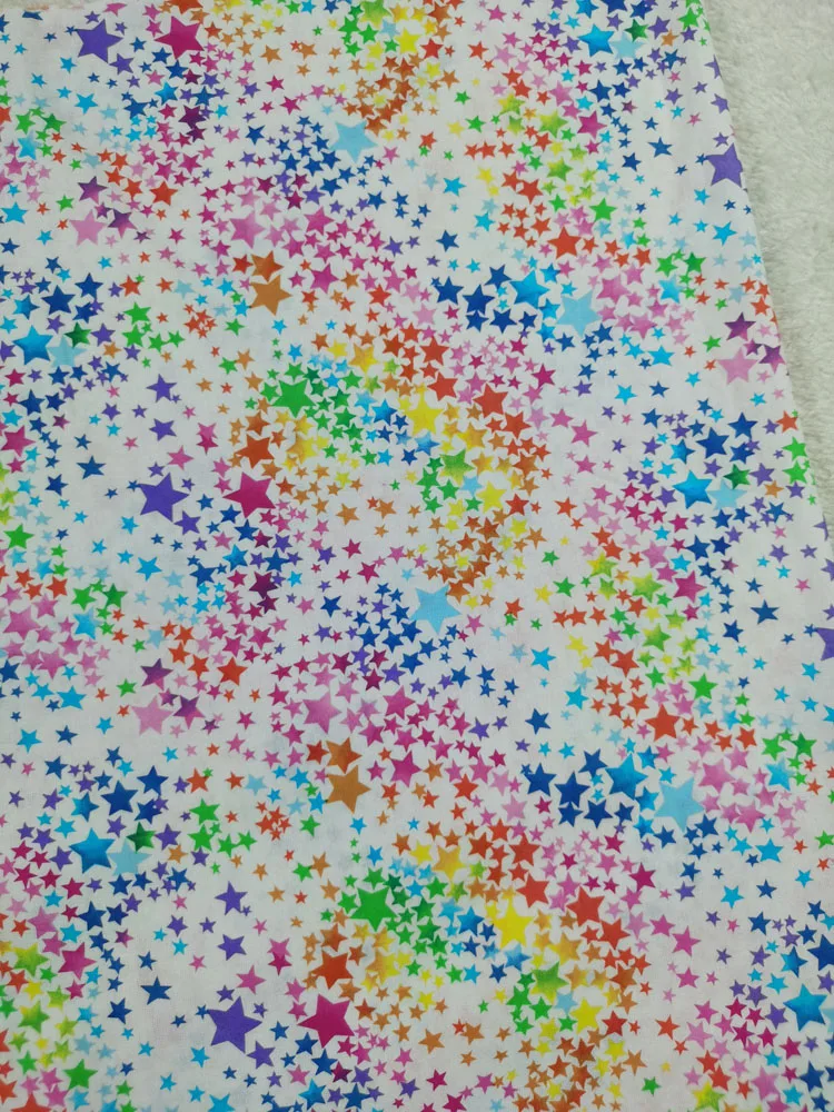 

Rainbow Various Color Brilliant Star in pure Sky Cotton Fabric Sewing DIY Home Cloth Dress Clothing Textile Tissue Patchwork