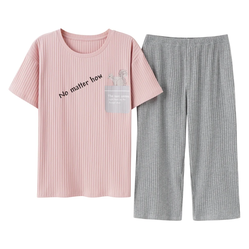 

Summer Pajamas Set For Women Cartoon Printed Loose Large Size Homewar Harajuku Kawaii All-match Womens Short Sleeve Sleepwear