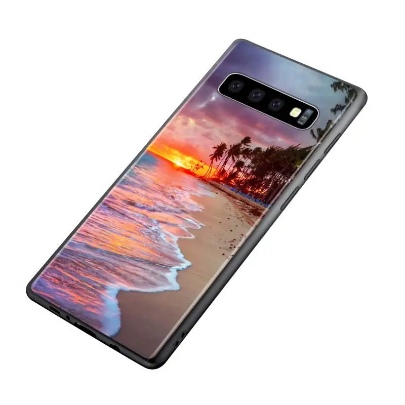 

Silicone Black Cover Summer Beach Sunset On Sea for Samsung Galaxy Note 10 Pro 9 8 Plus S10 5G S9 S8 S7 Plus S6 Phone case