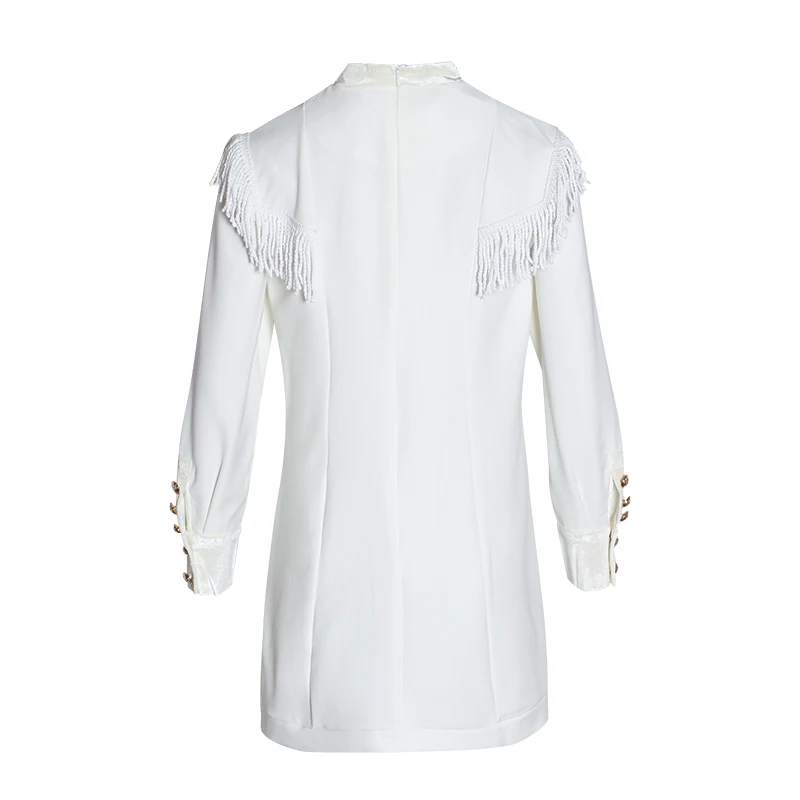 Женское платье с кисточками GALCAUR двубортное воротником-стойкой и