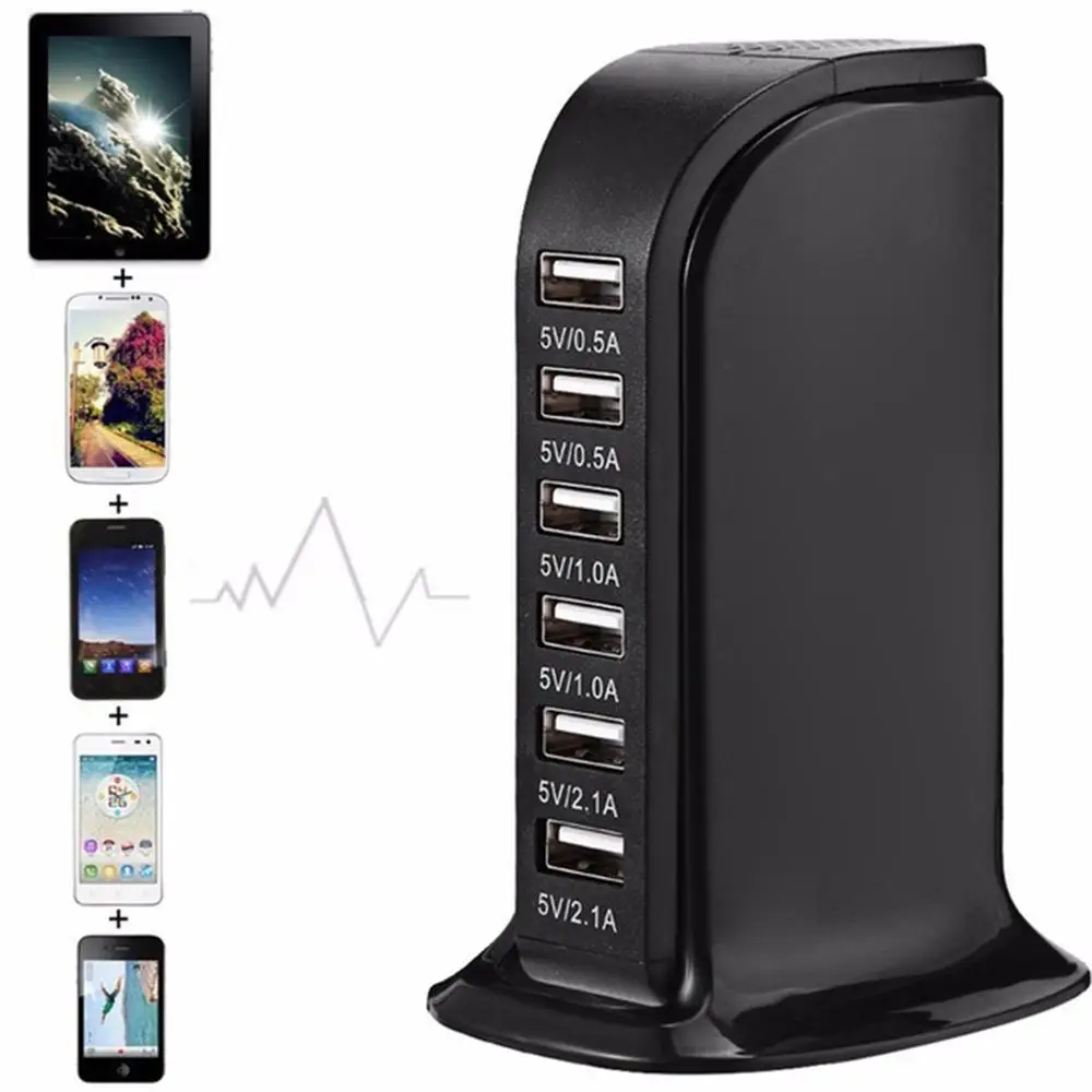 

30W Multi 6 Port USB Charger 6A Rapid Charging Station Mobile Phone Desktop Travel Hub Connectors Extension Socket Platooninsert