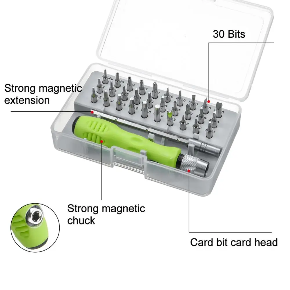 Computer PC Mobile Phone Magnetic Bits Screwdriver Set 32-In-1 Multi |