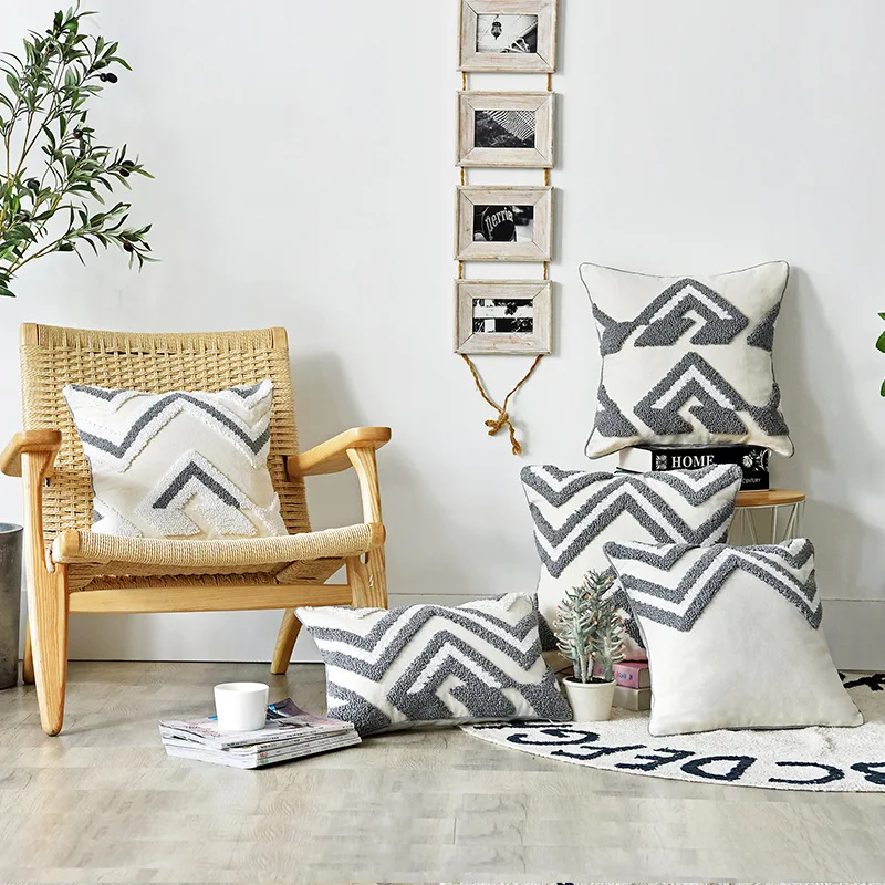 Наволочка для подушки хлопковая наволочка с вышивкой в морском стиле зигзаг 30 Х5 0