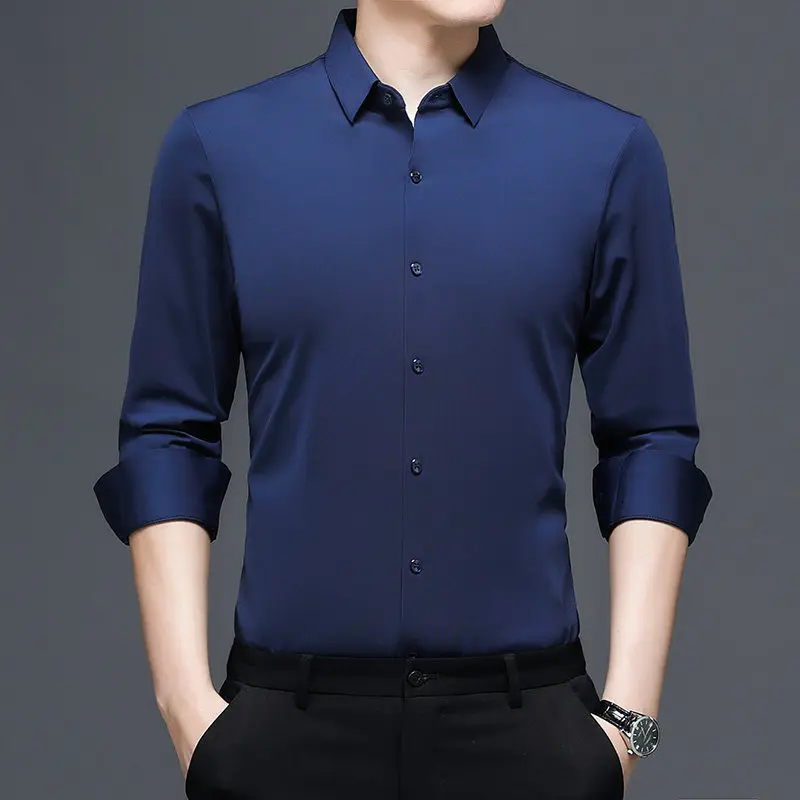 

2021 Spring And Autumn New Korean Version Of The Trend Long-Sleeved Business Shirt Men's Fashion Slim Casual Clothing MCQa06