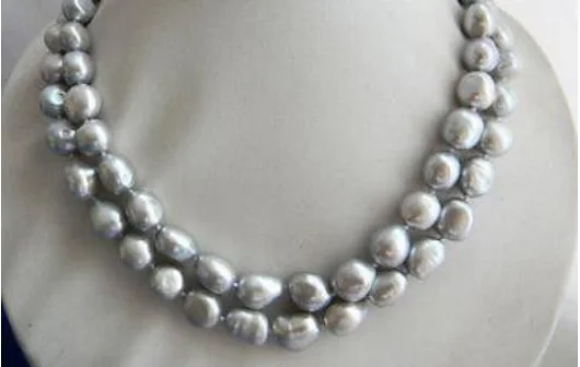 A 2Strands 18'' 9-10MM Gray Baroque Freshwater Pearl Necklace | Украшения и аксессуары
