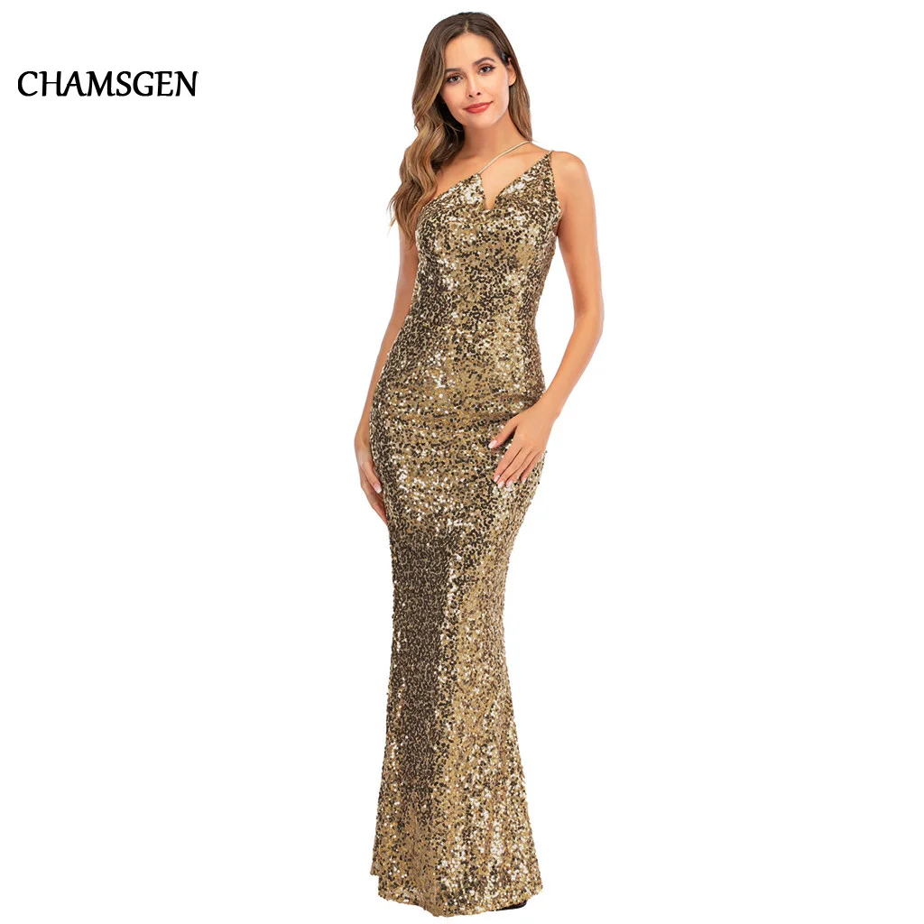 Женское платье горячая Распродажа новое Золотое Платье с v образным вырезом и