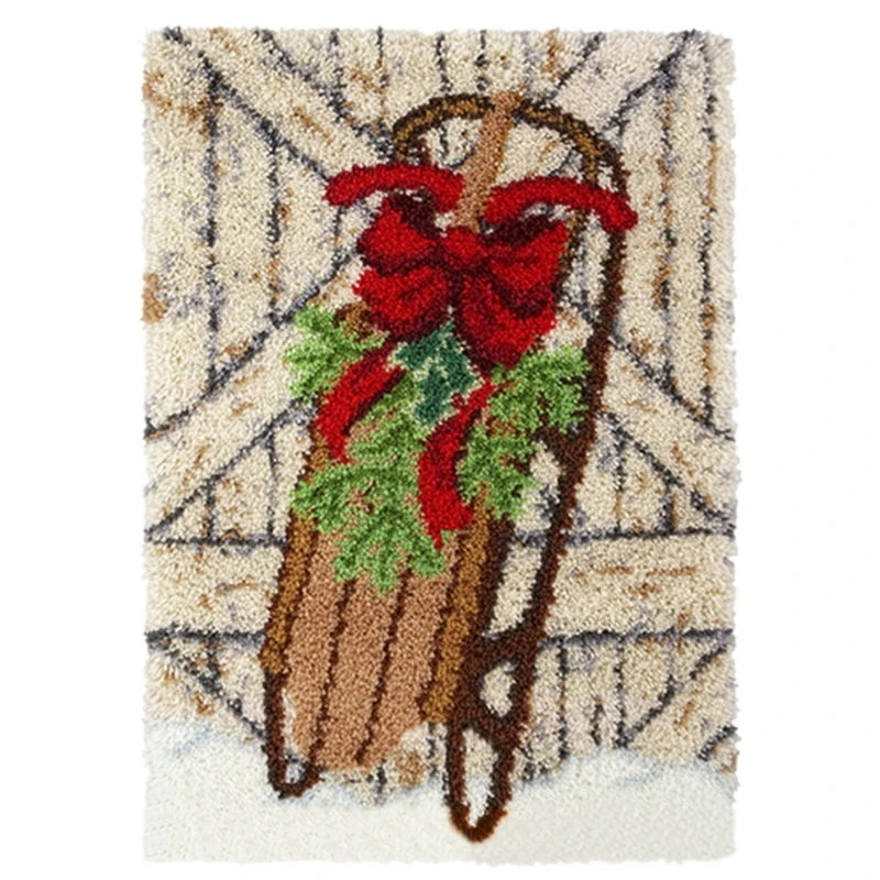 

69HF Christmas Santa Snowman Latch Hook Rug Kit DIY Carpet Crochet Embroidery Crafts