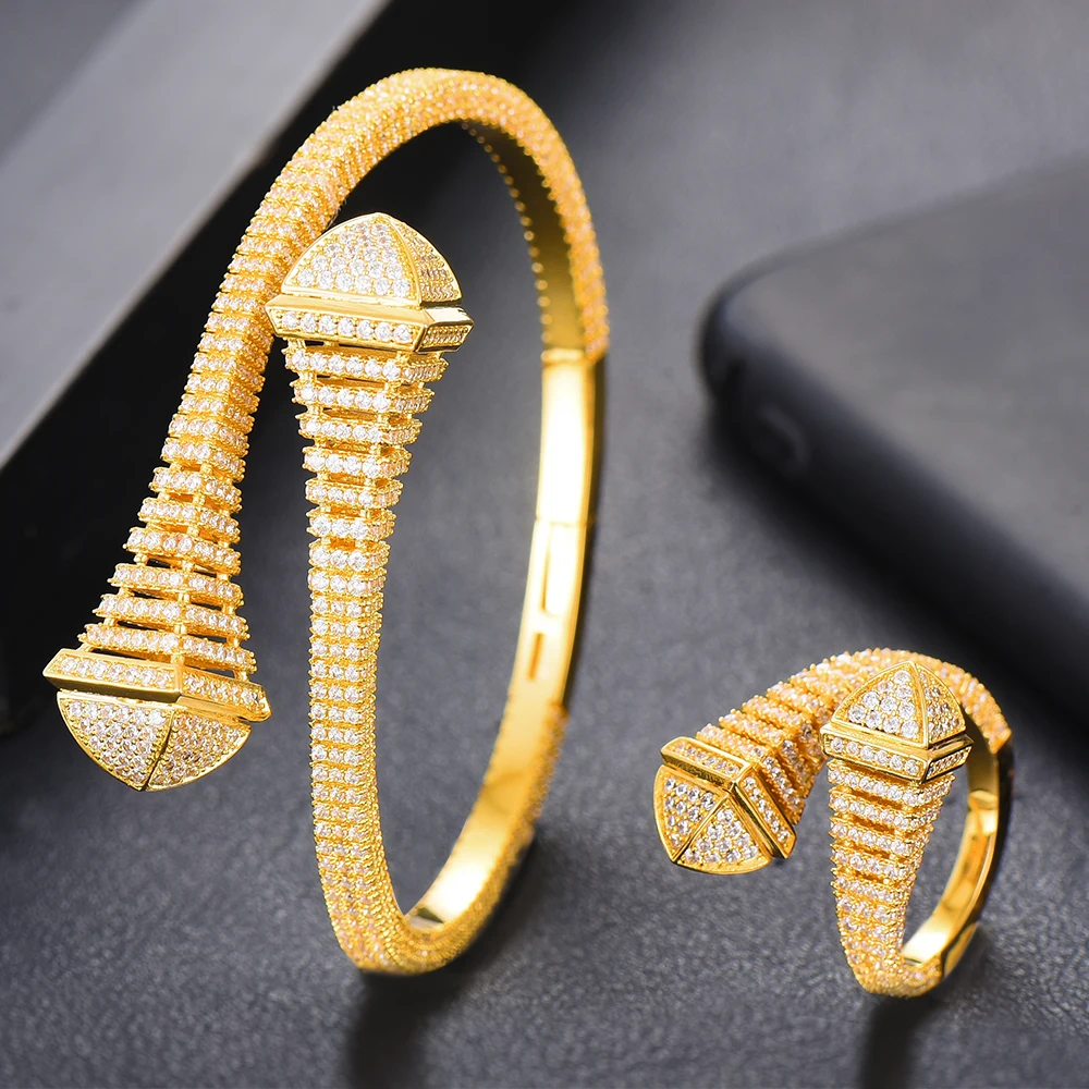 

GODKI Luxury Gorgeous Three-dimensional Necklace Earrings Bracelet Ring Jewelry Cubic Zirconia Bridal Women Wedding Jewelry Sets