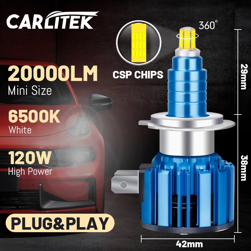 Светодиодные фары Carlitek 360 лм H7 9005 градусов CSP чип высокая яркость H4 H11 H8 H9 9006 HB3 HB4