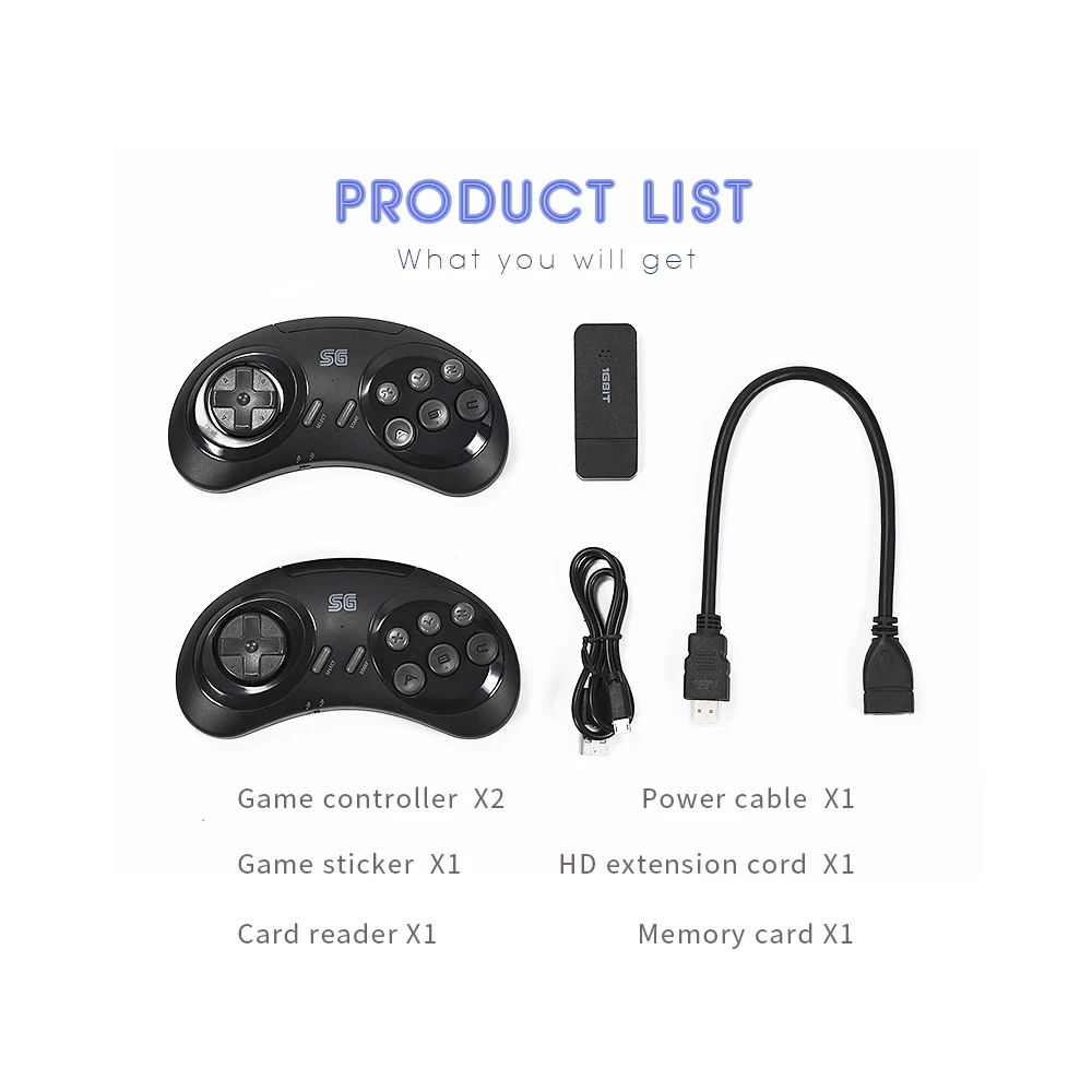 Беспроводная игровая консоль для Sega Genesis Game Stick совместимая с HDMI 900 + Поддержка игр