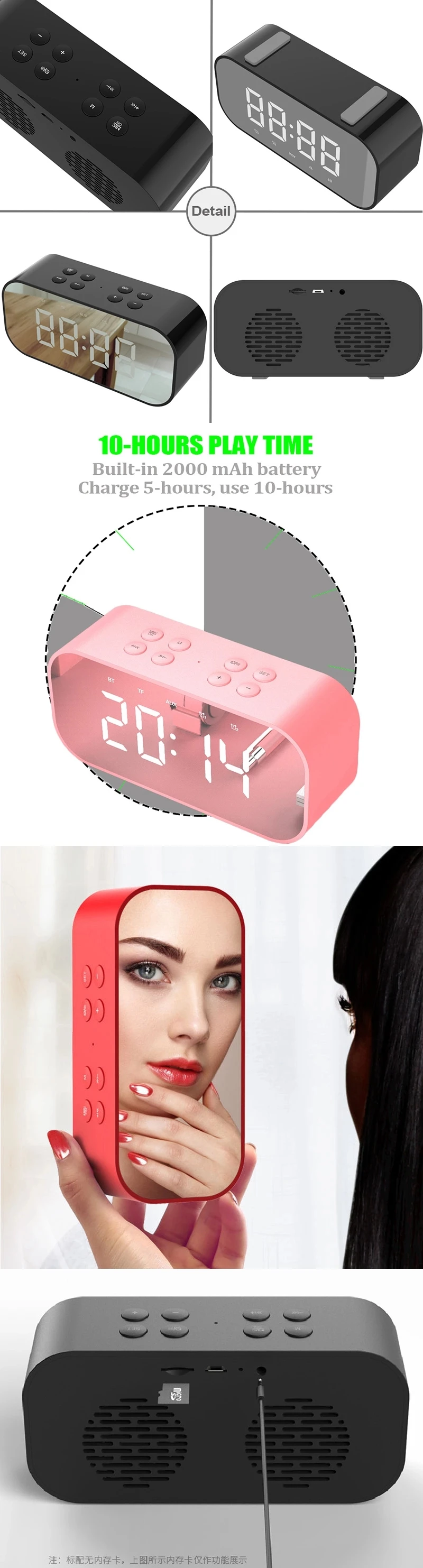 EHUNT портативный мультимедийный bluetooth-динамик, умный настольный светильник, будильник, светодиодный сенсорный светильник, динамик для дома