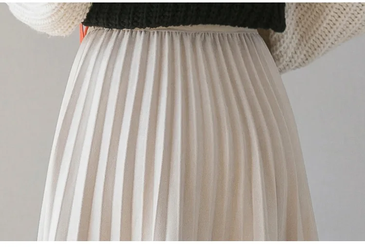 

High Quality Suede Mid-length Pleated Skirt A-line Skirt Female High Waist Fashion Skirt 2021 Spring and Autumn New