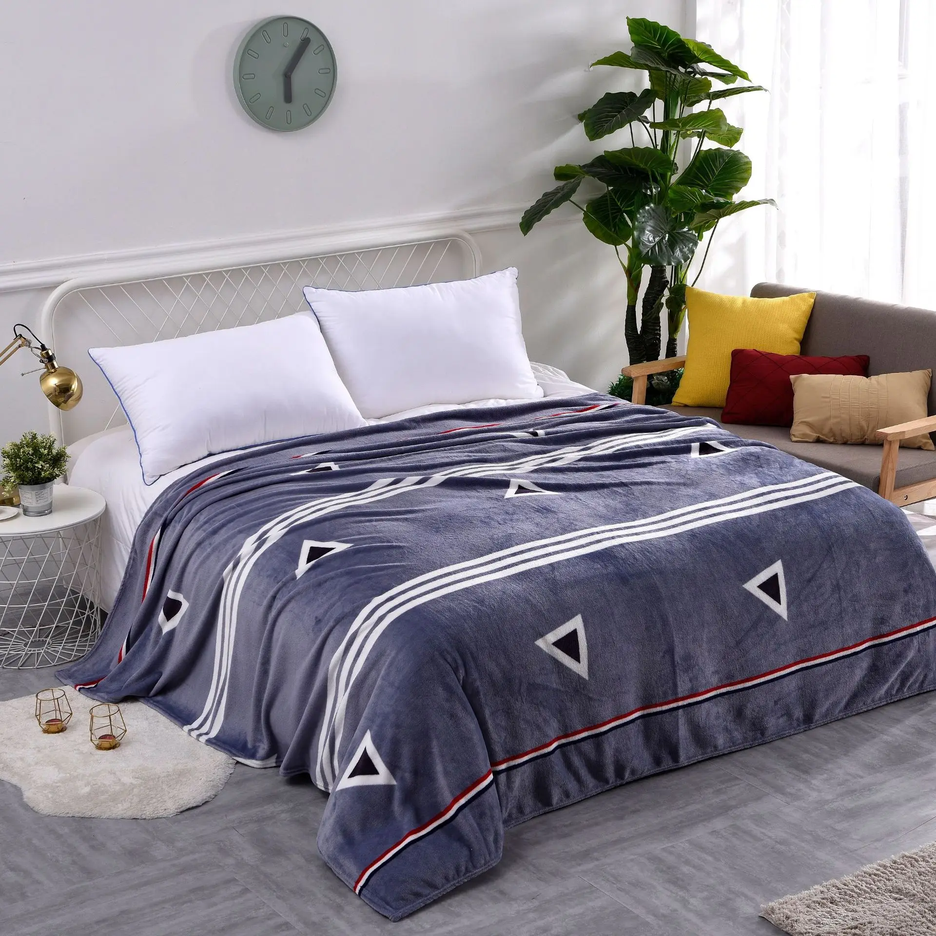 

Yaapeet 1pc Star Printed Bed Weighted Blanket Geometric Pattern Air Conditioning Blanket High Quality Colorful Stripe Bed Spread