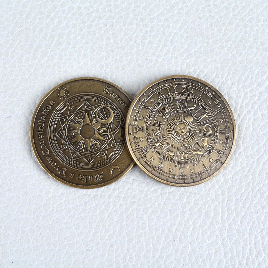 

Tarot Wishing Coin Lucky Constellation Commemorative Coin Divination Feng Shui Auspicious Finger Stress Relief Toy Home Decor