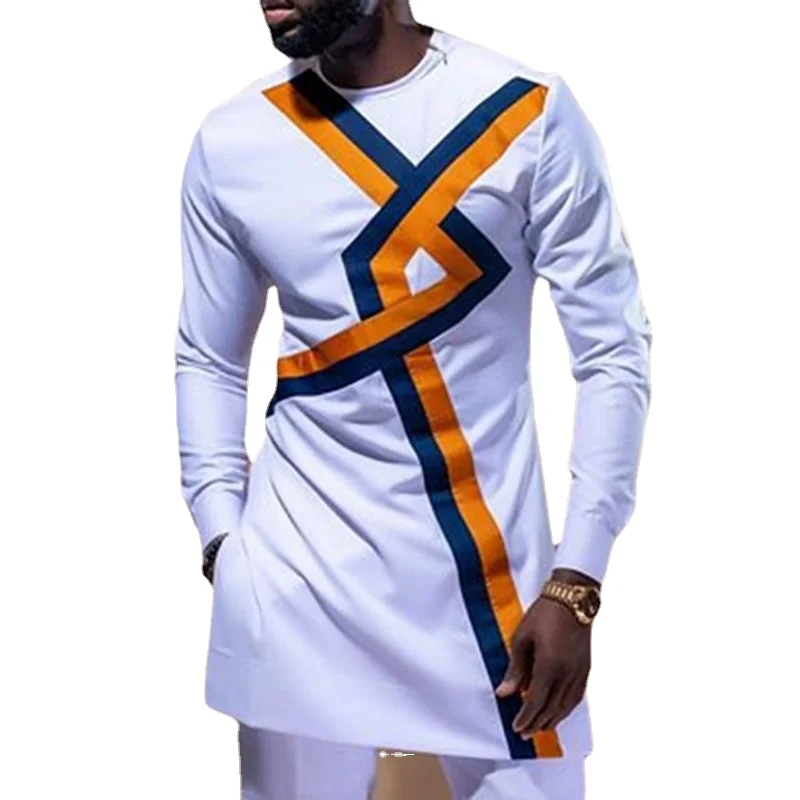 

African Man Fashion Clothes White Long Sleeve T-shirt For Men Autumn Winter Casual Slim Fit Plus Size Africa Male Dashiki Tshirt
