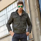 Куртка мужская джинсовая в стиле милитари, модный тренд, повседневная верхняя одежда из хлопка, ветровка с воротником-стойкой, армейская одежда, холодная и теплая