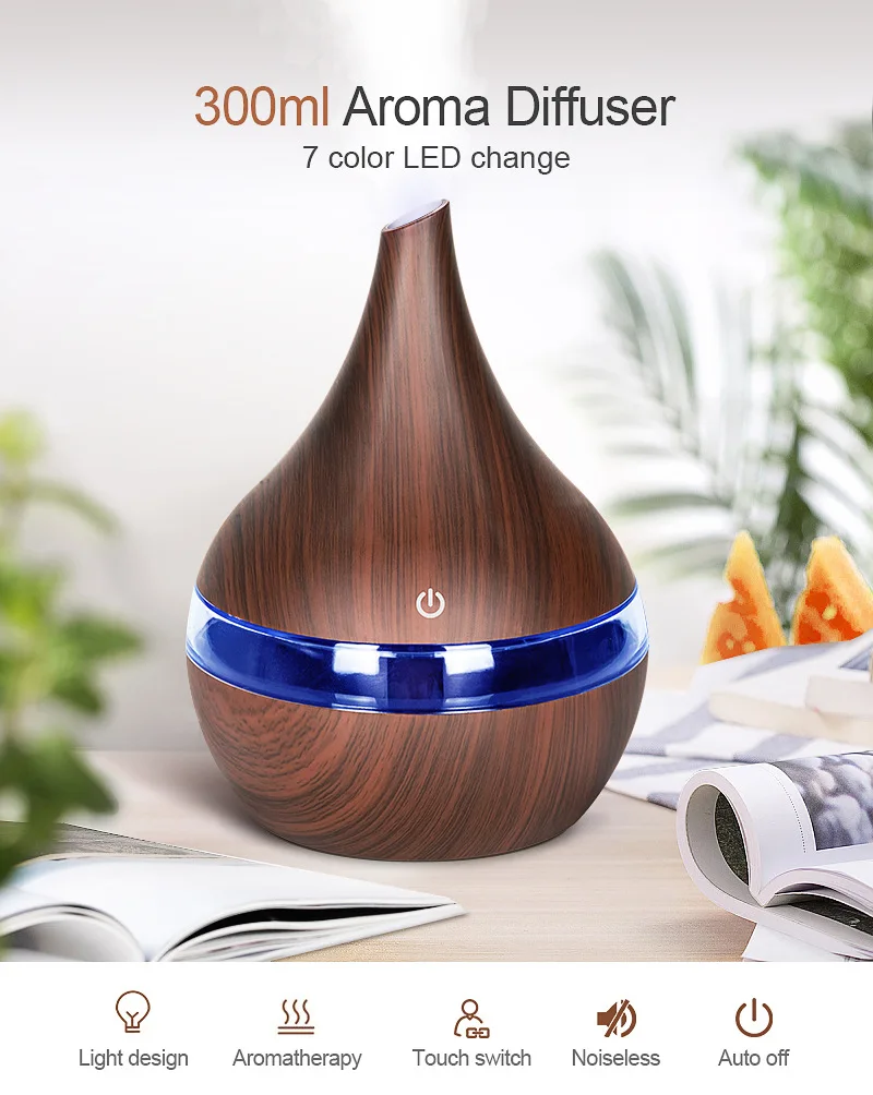 USB Aroma Essential Oil Diffuser Ultrasonic Cool Mist Humidifier Air Purifier 7 Color Change LED Night light for car Office Home | Дом и сад