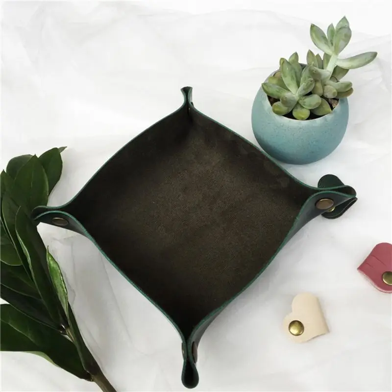 Кожаный поднос для украшений ключей кошельков мелочей ящиков Настольная коробка