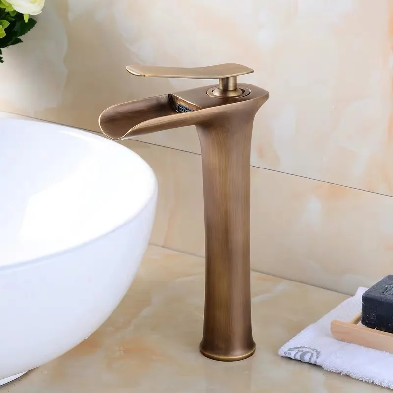 

Black gold platform upper basin platform lower basin faucet bathroom basin faucet hot and cold waterfall faucet bathroom faucet