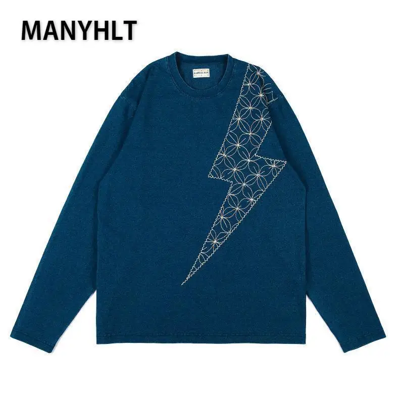 

Модная мужская Толстовка MANYHLT, свитшоты с резиновым принтом, свободная трендовая Толстовка большого размера в стиле хип-хоп, 100% хлопок, унис...