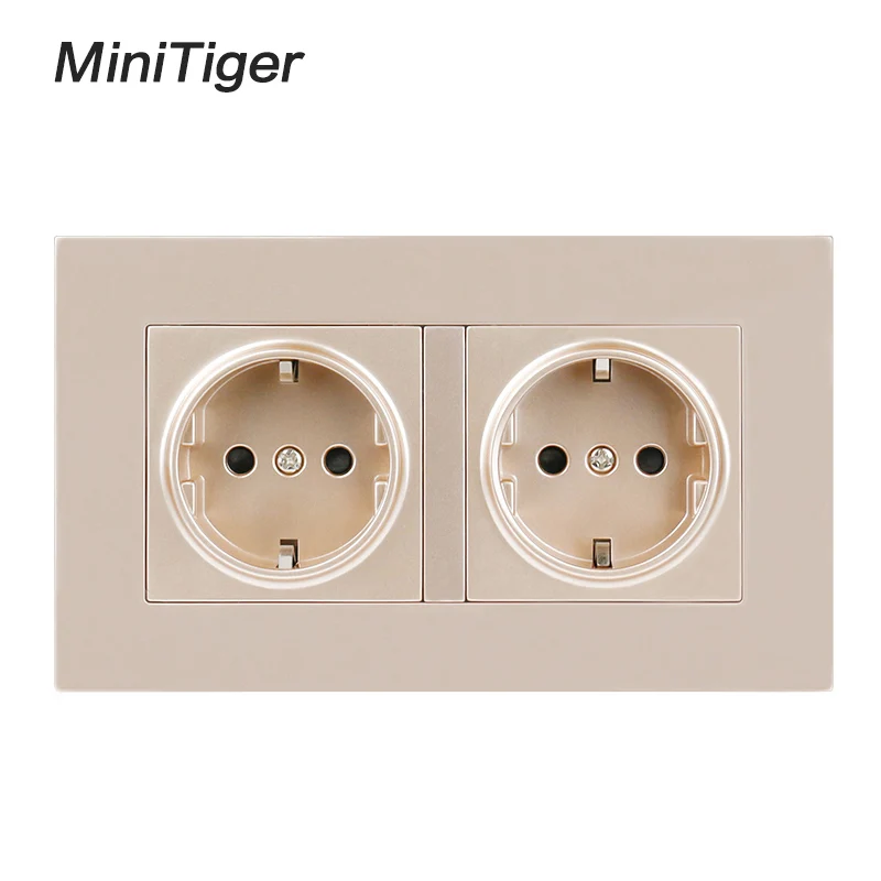Высококачественная настенная розетка Minitiger с двойным заземлением из золота и