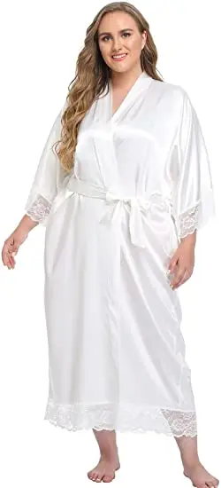 Платье-кимоно женское длинное кружевное пикантный банный халат нижнее белье