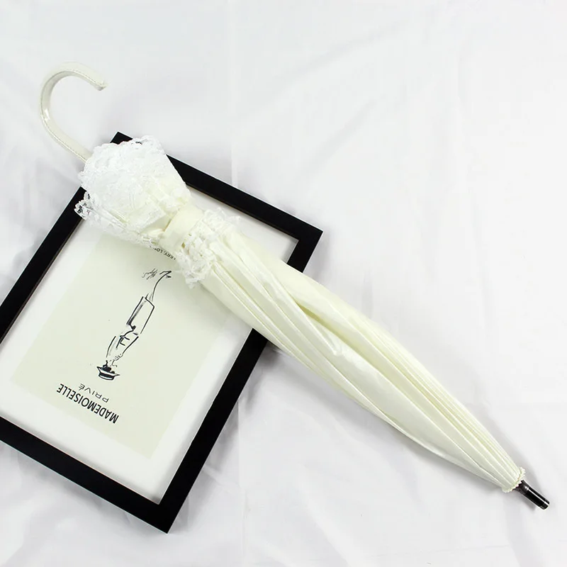 White Lace Ladies Umbrella Japanese And Korean Style Long Handle Photography Decoration Princess Gift | Дом и сад