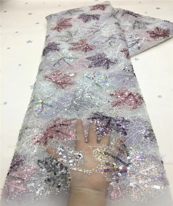 

2020 High Quality African Sequins Lace Fabric Newest French Net Embroidered Tulle Laces Fabric For Wedding Party