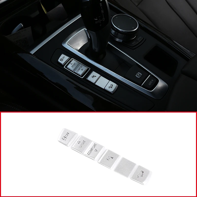 

Aluminum Alloy Silver Car Driving Mode Button Sticker Decorative Sequins For BMW X5 X6 F15 F16 2014-2018 Auto Interior Accessory