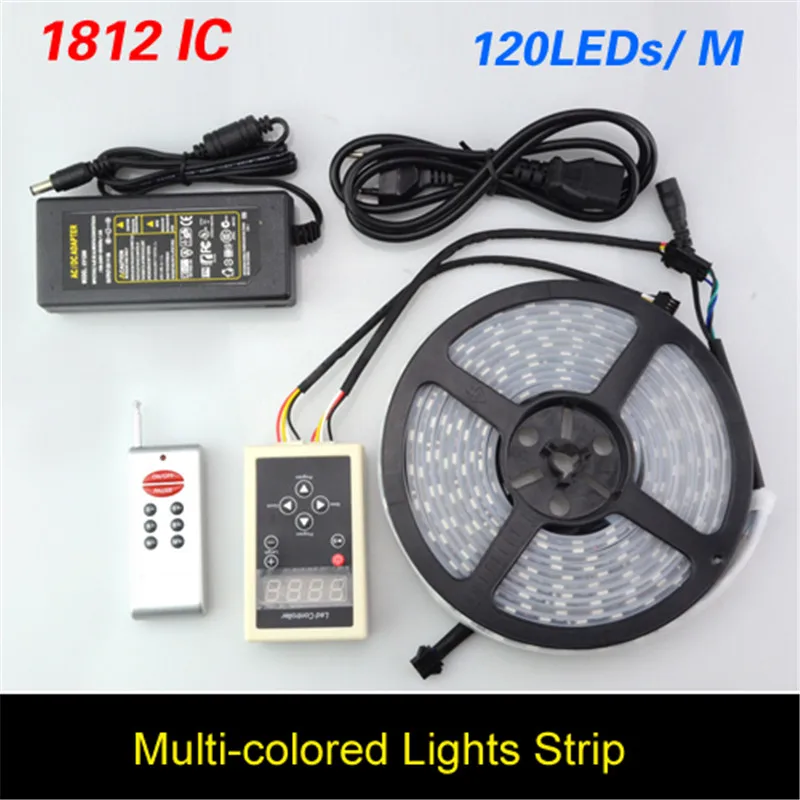 Светодиодная лента постоянного тока 12 В RGB ws1812 Smart IP68 водонепроницаемая лента 5 м+ 12 В 8A блок питания+ пульт дистанционного управления ws1812 600 светодиодный s