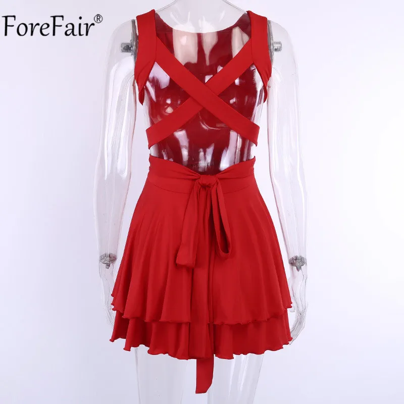 Forefair Сексуальное Женское Платье с открытой спиной и перекрестной повязкой на