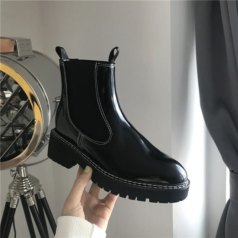 MONMOIRA/Ботинки martin на платформе с круглым носком женские черные ботинки Челси в
