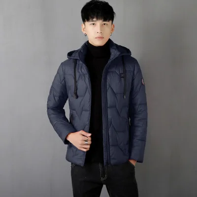 Men USB Electric Heated Coat Jacket 8 Hours Heating Hooded Jacket Long Sleeves Winter Warm Clothing Thermostat Hooded Waterproof - Цвет: Синий