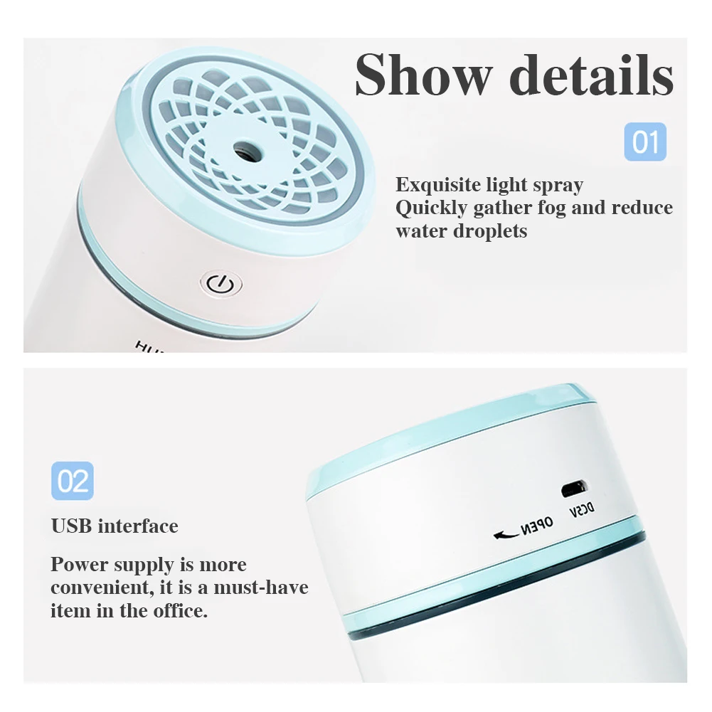 Мини вытяжной дизайн увлажнитель воздуха с светодиодный свет Ультразвуковой