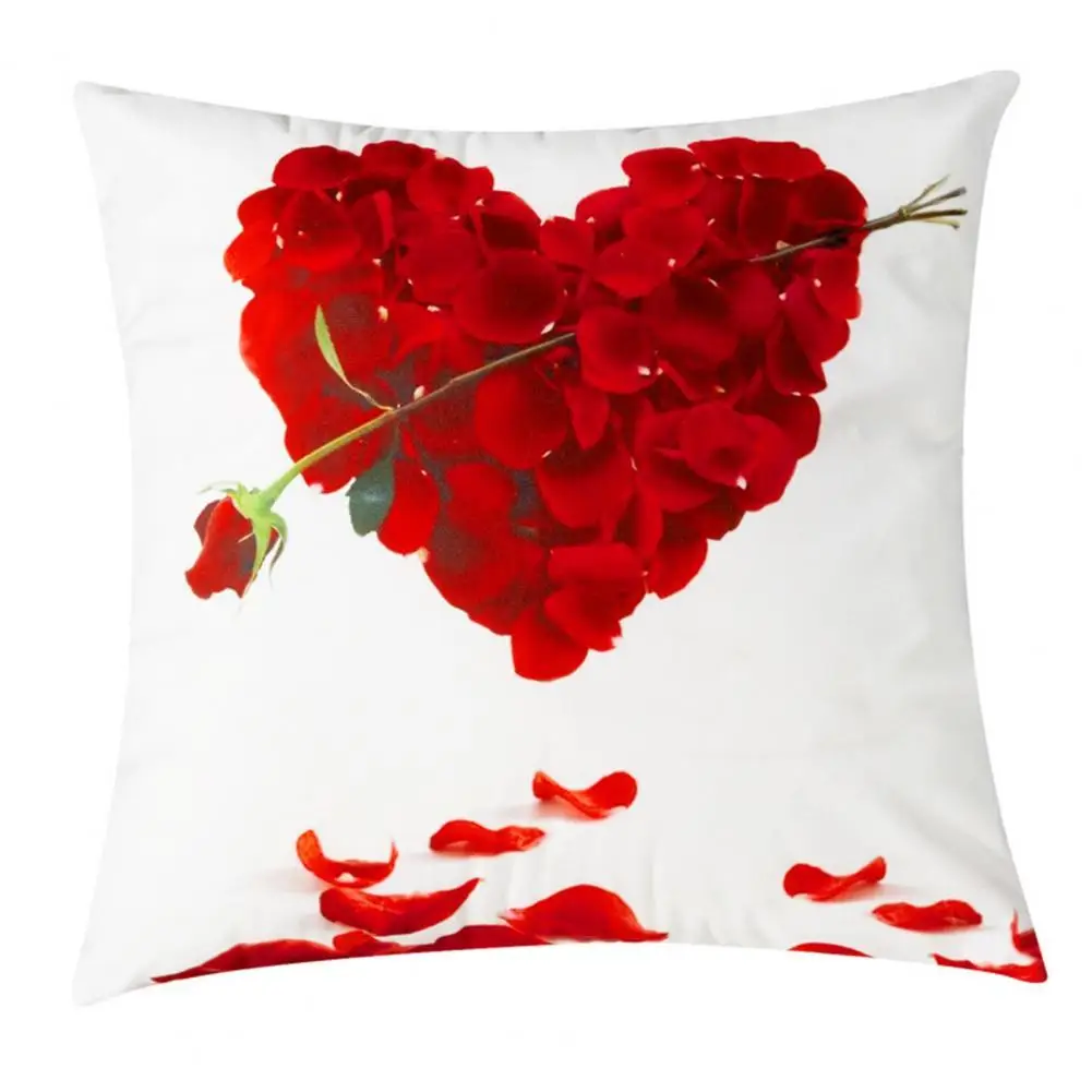 

Cushion Cover Breathable Polyester Pillow Slipcover Anti-wrinkle Valentines Day Cushion Case