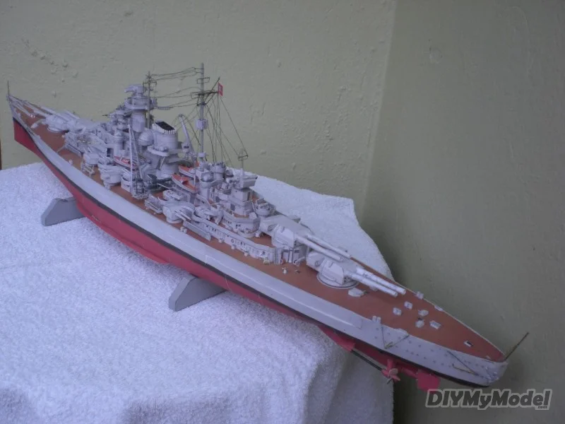 Diymymodel-Puzles de juguete para manualidades, Kit de modelismo de papel artesanal, bricolaje, Bismarck, regalo, utillaje de pel&iacute;cula-3
