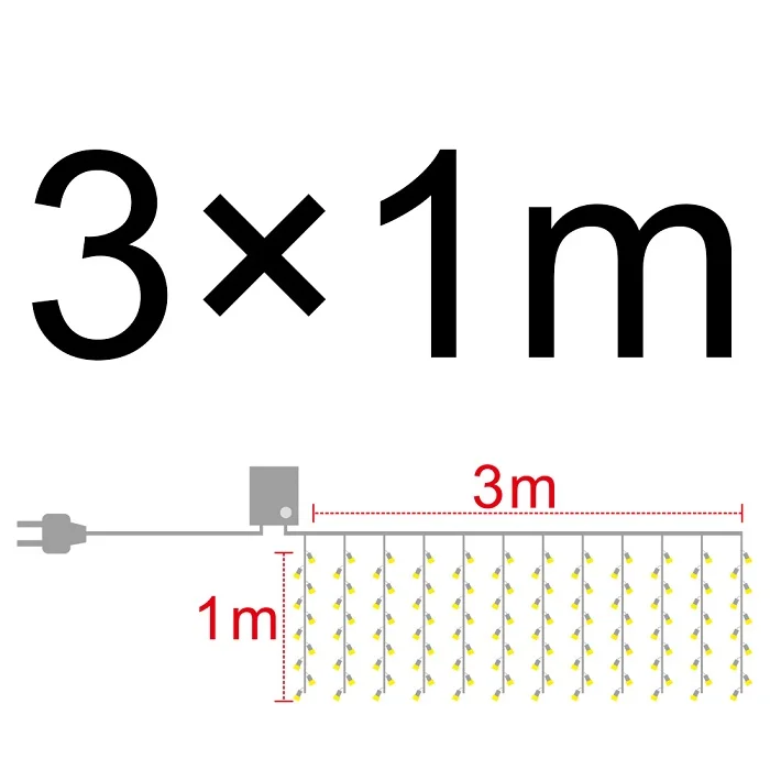 1 3x1/3x2/3x3 м светодиодный гирлянды-сосульки, рождественские сказочные огни, гирлянды для улицы, дома, для свадьбы/вечерние/занавески/украшения сада - Испускаемый цвет: 1