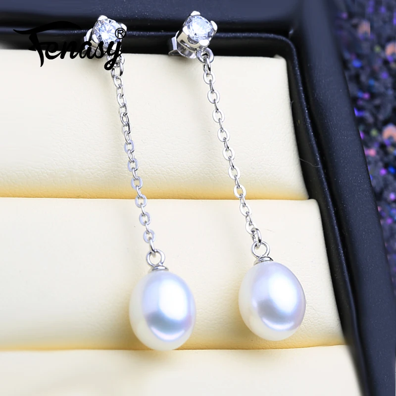 Серьги-подвески из серебра 925 пробы с пресноводным жемчугом | Украшения и