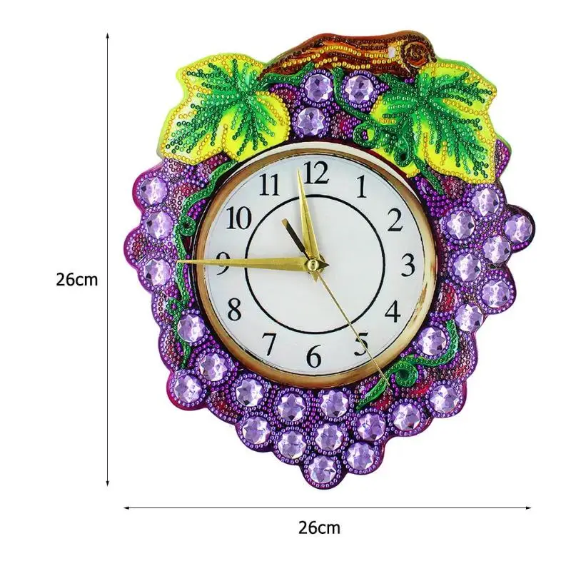 Алмазная картина часы DIY полная дрель виноград ПВХ шеврон специальная форма