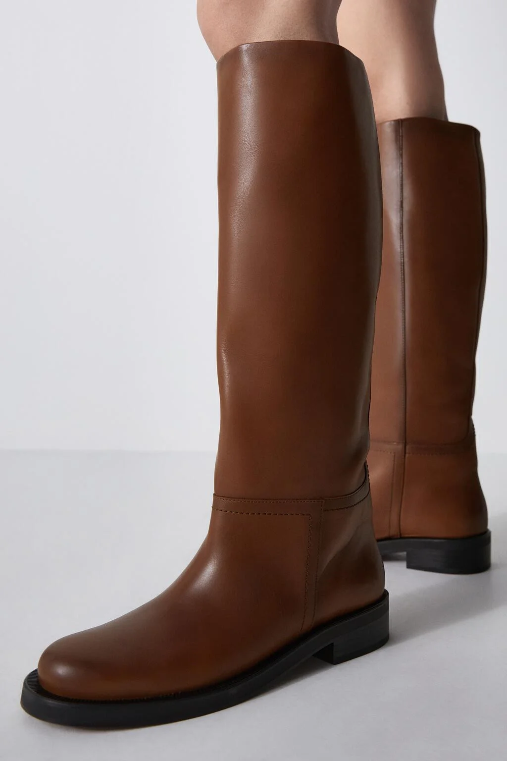 

Women Knee High Boots Soft Leather Warm Long Booties Thick High Heels Motorcycle Boots Gothic Punk Shoes Woman High Footwear