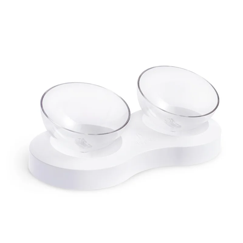 Миски для кошек с двойной водой и едой ABS PC Прозрачные Угловые регулируемые