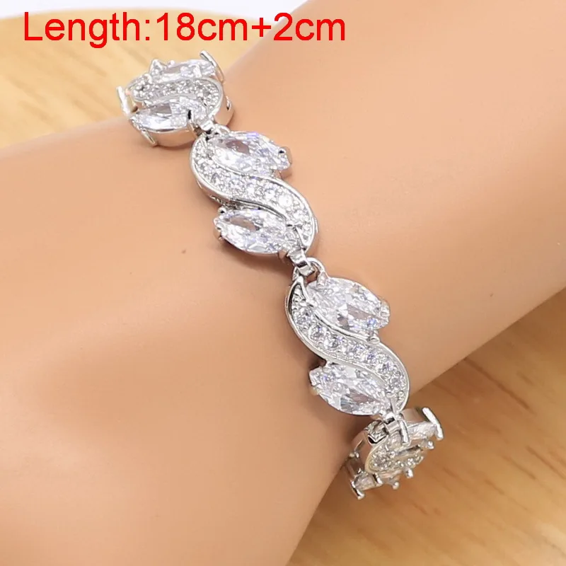 

Classic White Zircon 925 Silver Wedding Jewelry Sets For Women Bracelet Earrings Necklace Pendant Ring Birthday Gift