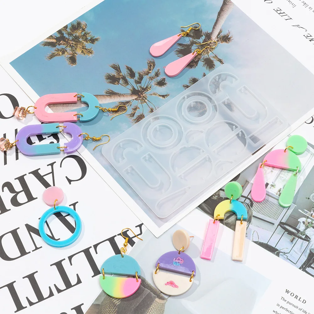 

Формы для поделок, акриловые серьги из эпоксидной смолы, геометрические серьги из смолы, силиконовые формы для подвесок из смолы, модные инс...