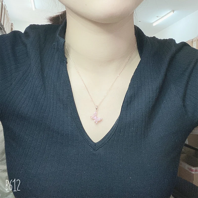 Inlay Titanium Steel Butterfly Necklace Female 18K Clavicle Chain Tide Net Red Pendant Ins Fashion Simple Temperament Ornament | Украшения