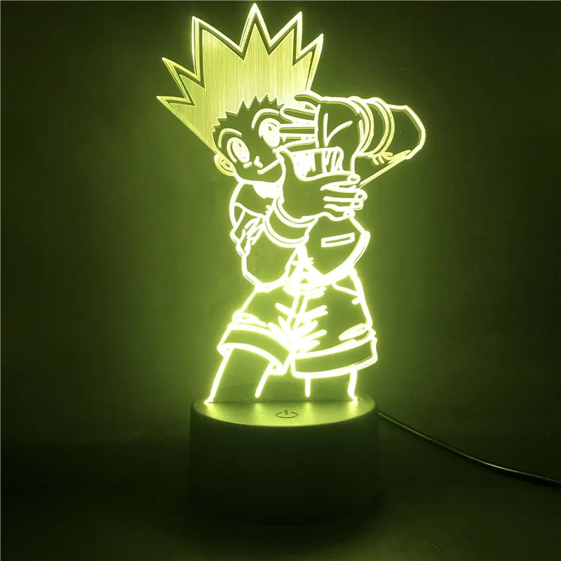 

Горячий аниме Hunter X Hunter светодиодный ночсветильник Гон Freecss фигурка светодиодный USB 3D ночсветильник детской спальни красочная настольная ла...