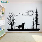 Натуральный лес волк собака аниме Наклейка на стену дерево декор для детской гостиной домашнее украшение съемные виниловые наклейки BD022
