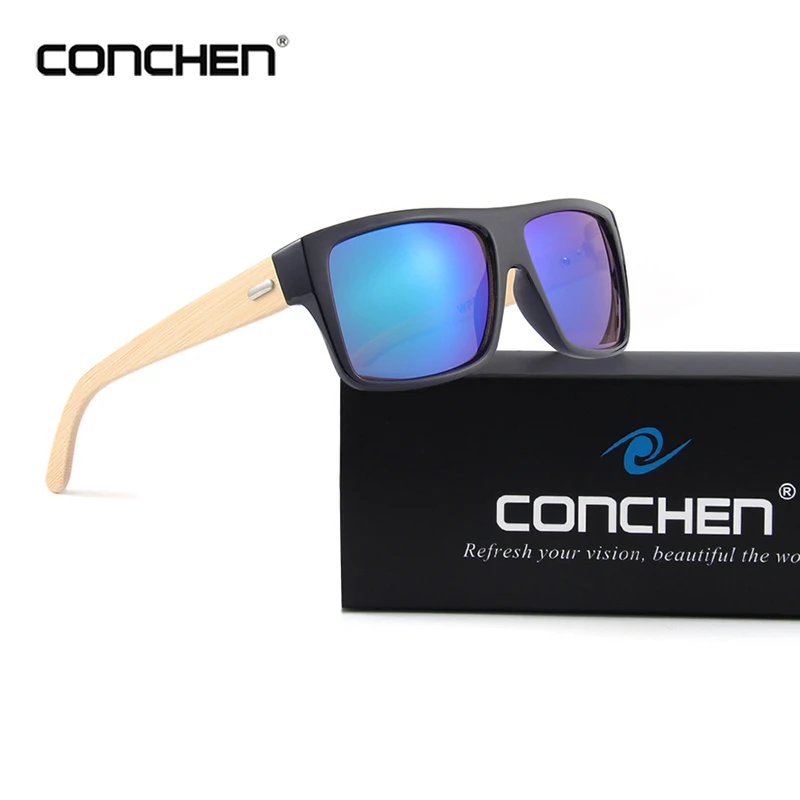 Очки солнцезащитные CONCHEN с бамбуковыми дужками UV400 для мужчин и женщин брендовые